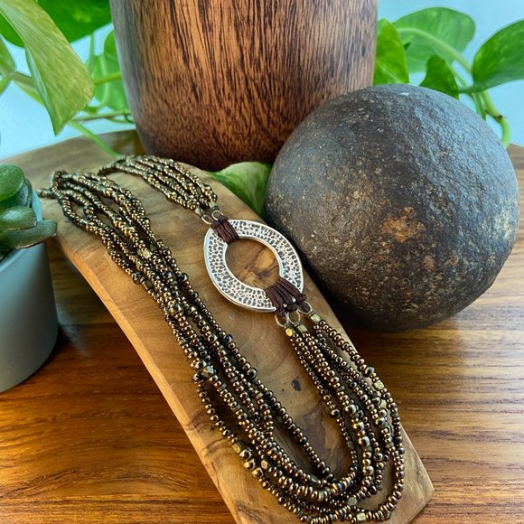 Silpada Silver and Bronze Seed Bead Necklace - Picture 3 of 12